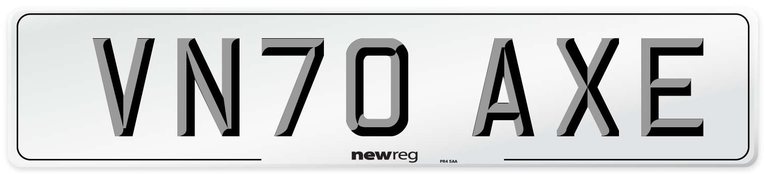 VN70 AXE Number Plate from New Reg